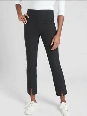 Athleta Wander Slim Straight Crop Pants Grey Size 10 Stretch Back Zipper 405534